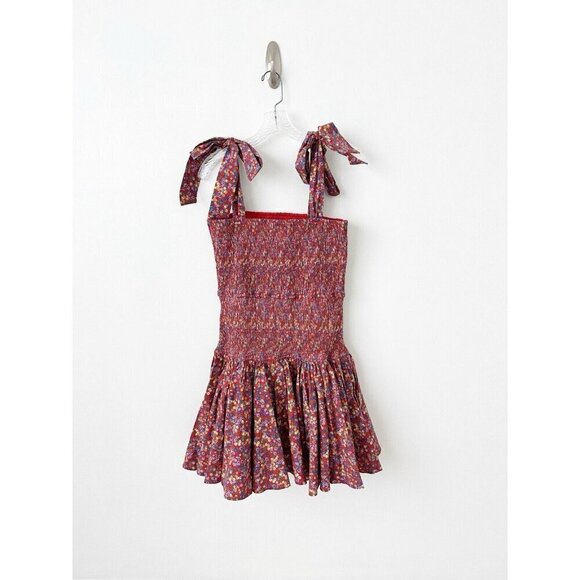 NWT Anthropologie Atsu Tie-Shoulder Smocked Mini Dress L Floral Red $198 Sundres - Picture 5 of 11